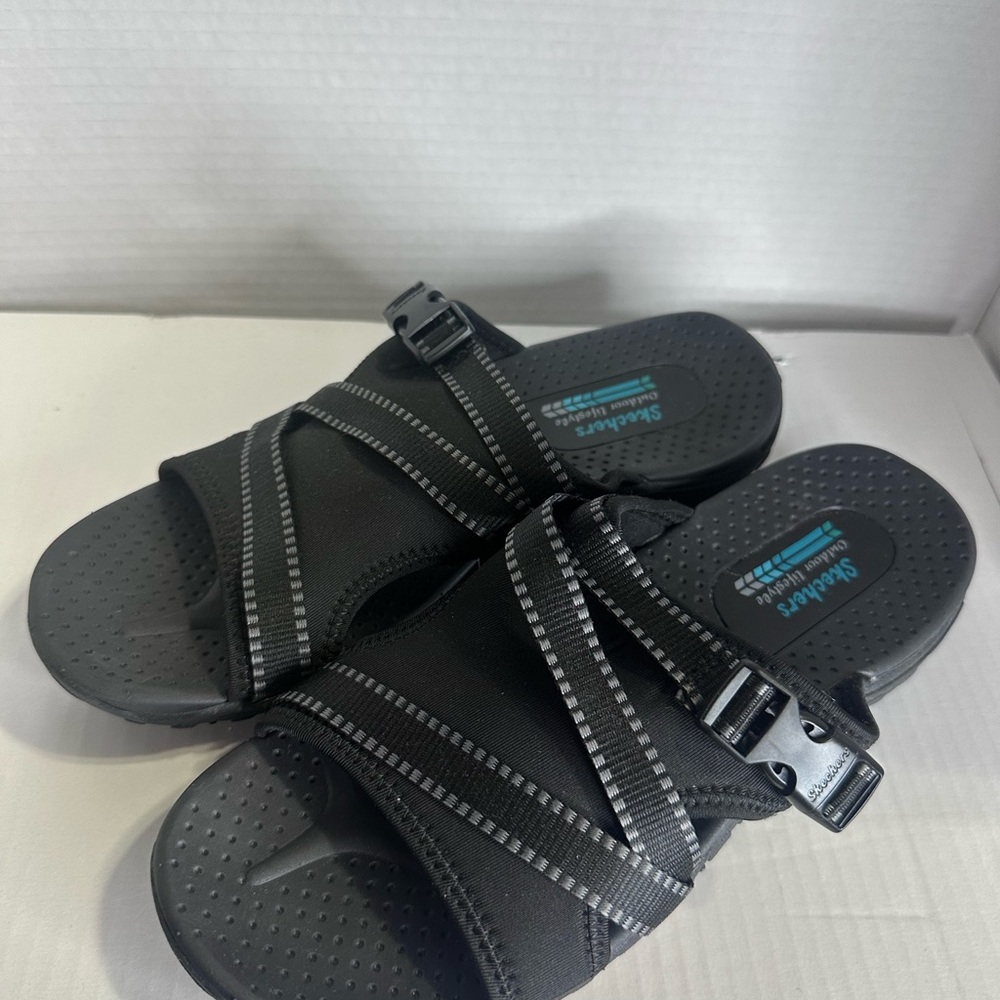 SKECHERS Outdoor Lifestyle Ladies Perfect Planning Slide Reggae Black Size 8 - Picture 4 of 7